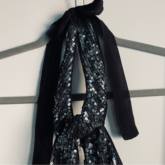 Anthropologie Black Sequin Halter Jumpsuit - Picture 12 of 15
